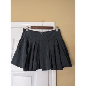 Free People Pleated Mini Skirt Size 4 Charcoal Gray Flowy Boho Tennis Skirt